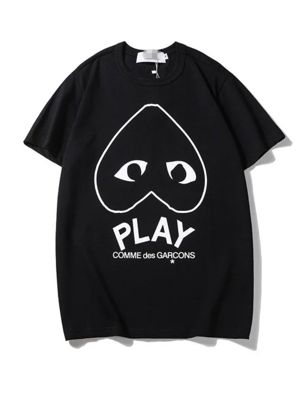 PLAY BLACK T-SHIRT WITH WHITE HEART OUTLINE